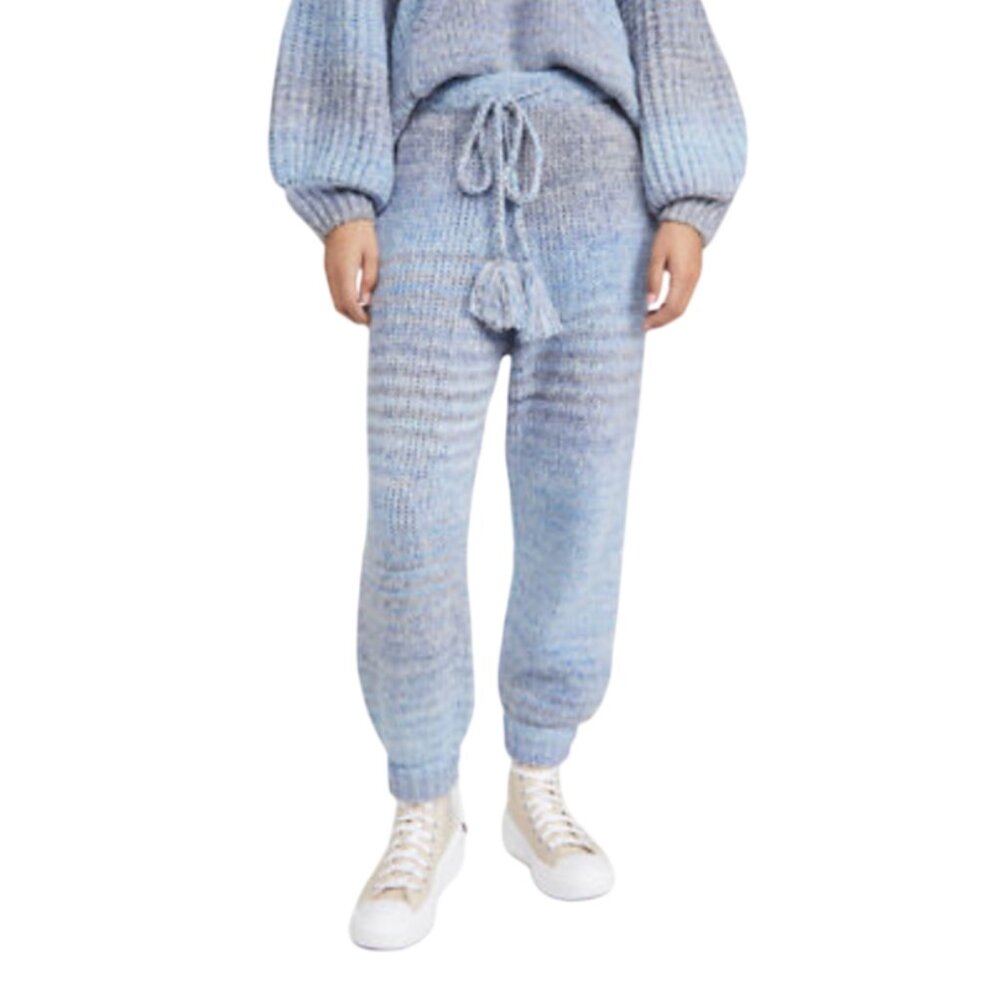 Loveshackfancy Blossom Sweatpants Pants Joggers Womens Large Blue Wool Alpaca